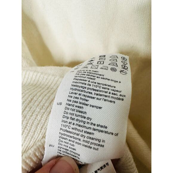 SANDRO Off-White Wool Knit Sequin Collar V-Neck Sweater Size 36 - Picture 12 of 12